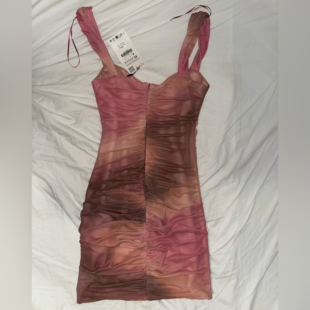SHORT PRINTED TULLE DRESS - Picture 2 of 3